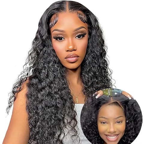 ISEE Hair Wear and Go Glueless Wig for Beginners Wigs Deep Wave Glueless Wigs Human Hair Pre Plucked New Upgraded No Glue 4x4 HD Lace Closure Wigs Human Hair for Black Women with Baby Hair 26 Inch Cover