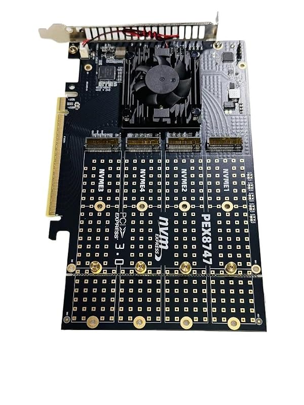 PEX8747 PCIe 3.0 x16 4*M.2 NVMe SSD Switch Controller Adapter with PLX8747 PCI Express 3.0 x16 Switch to 4 Ports M.2 Adapter Direct Mode for ZFS TrueNAS 22110/2280/2260/2242/2230 not require splitting by YiBaoTong - Image 2
