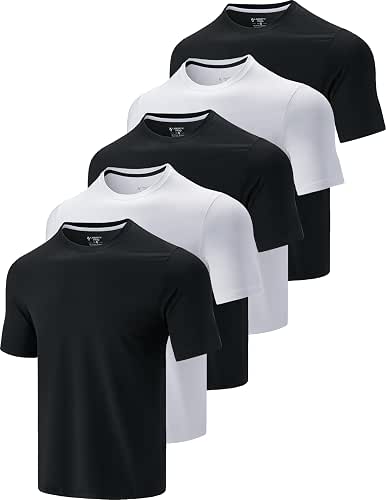 5 Pack Men’s Active Quick Dry Crew Neck T Shirts