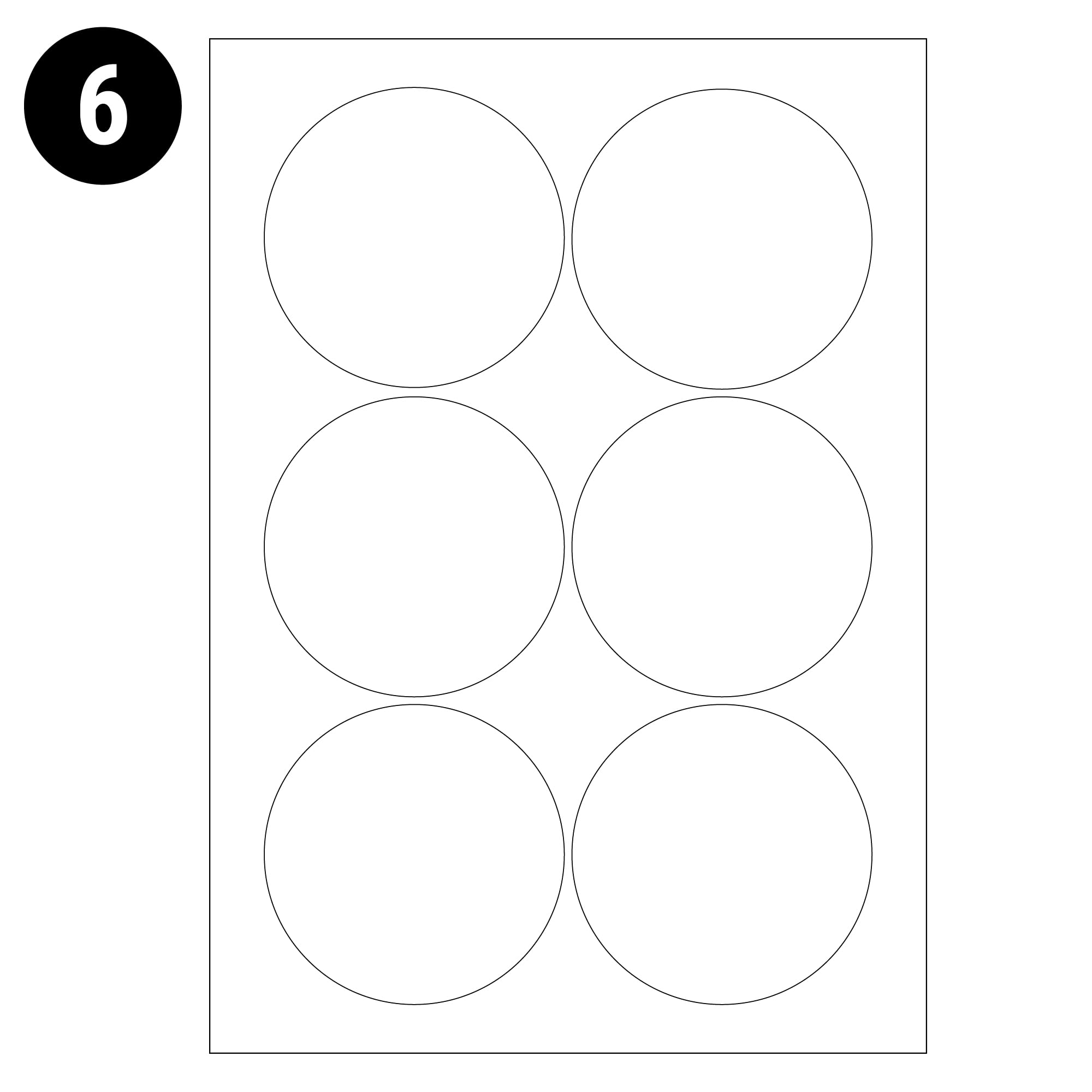 L&B Circle Labels – 13 Sizes on A4 Sheets – Compatible with Laser & Inkjet Printers (6 (88MM) Labels PER A4 Sheet-Box 500)