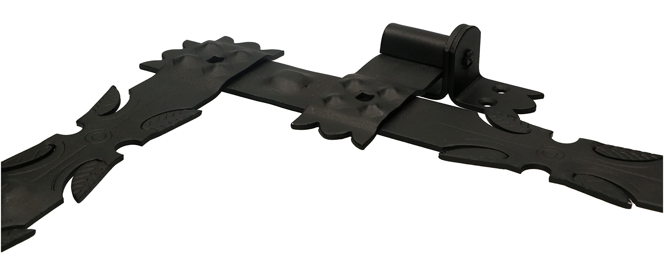 KOTARBAU® 2 x Bisagras angulares de acero forjado, Herraje para contraventanas, puertas, Bisagras en L 800 mm, Bisagras para contraventanas de madera, Bisagras decorativas, 2 Goznes con pernios, Negro