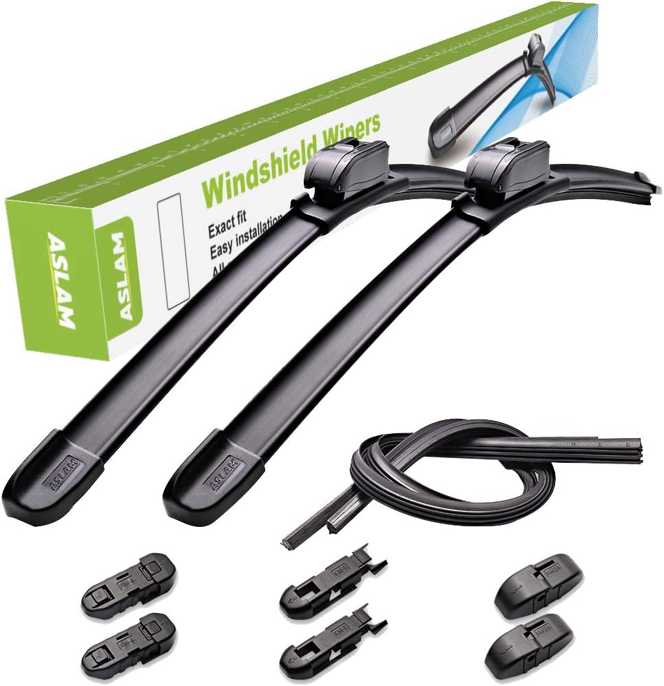 ASLAM Windshield Wipers All-Season Blade Type-M 24"+24",Multifunctional Adapters and Refills Replaceable,Double Service Life(set of 2)