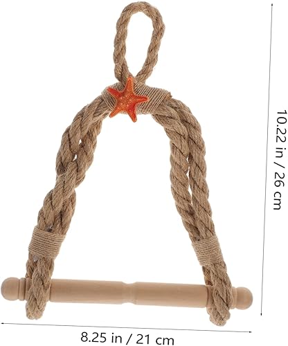 Miniatura 3 de HOMSFOU 2pcs Twine Paper Towel Holder Nautical Bathroom Decor Nautical Toilet Paper Towel Ring Nautical Towel Bar Boho Decor Toilet Paper Holder