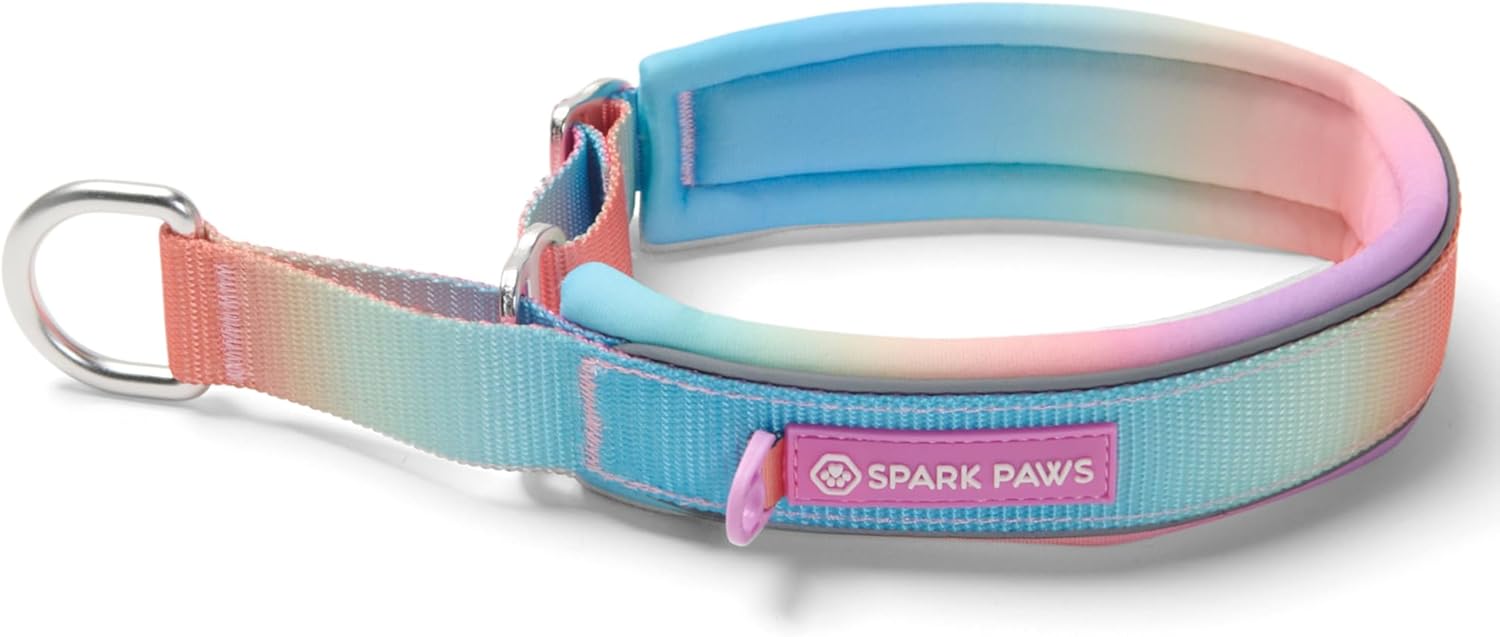 Spark Paws Martingale Dog Collar – Cushioned Slip-On Training Collar, Heavy Duty, Safety-Tested No-Buckle Collar for Medium & Large Dogs - Pastel Icing - E