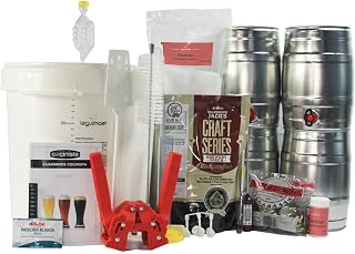 Kit cerveza artesanal en casa De Luxe con malta y 4 barriles 5L con grifo, fermentador 30L, densímetro, chapador, desinfectante y dextrosa para elaborar y servir fácilmente