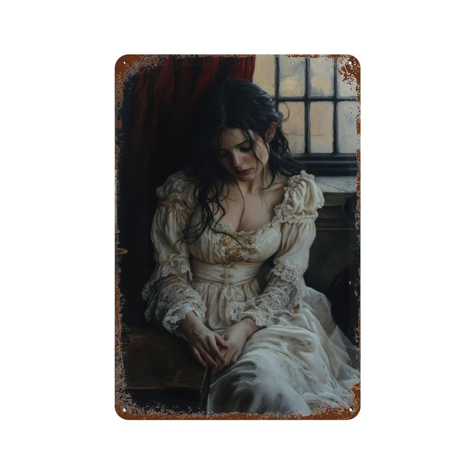 xiaoxiaoshen Desdemona Othello Dark Academia Moody Literary Vintage Portrait Wall Decor Art Metal Tin Poster Modern Home Decor Art Home Bar Shop Decorations Vintage Sign 30x20cm