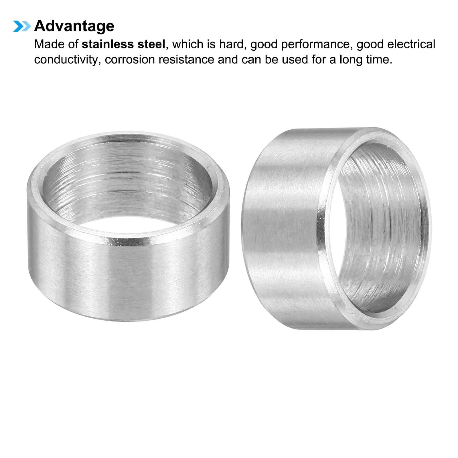 PATIKIL Distanziali In Acciaio Inox M10, 12Pcs Distanziali Metallici 10mm ID x 12mm OD x 6mm L Supporto Per Viti Per Viti 3/8" O M10