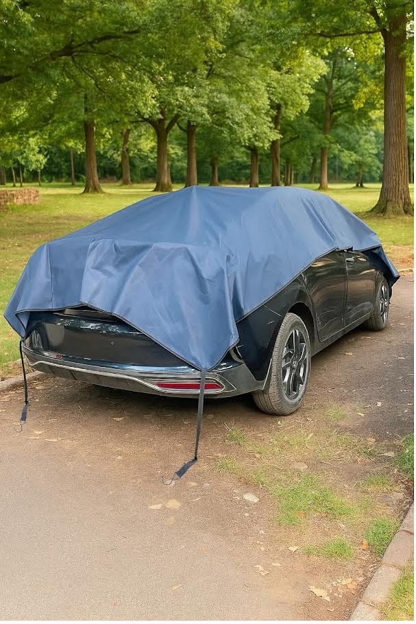 Image of Waterproof, Half Car Body Cover All Weather Protection Half Car Cover Outdoor Half Cover Rain Sun Uv Protection with Inner Side Ultra Soft Cotton 4 Layers (Fits On All Cars)