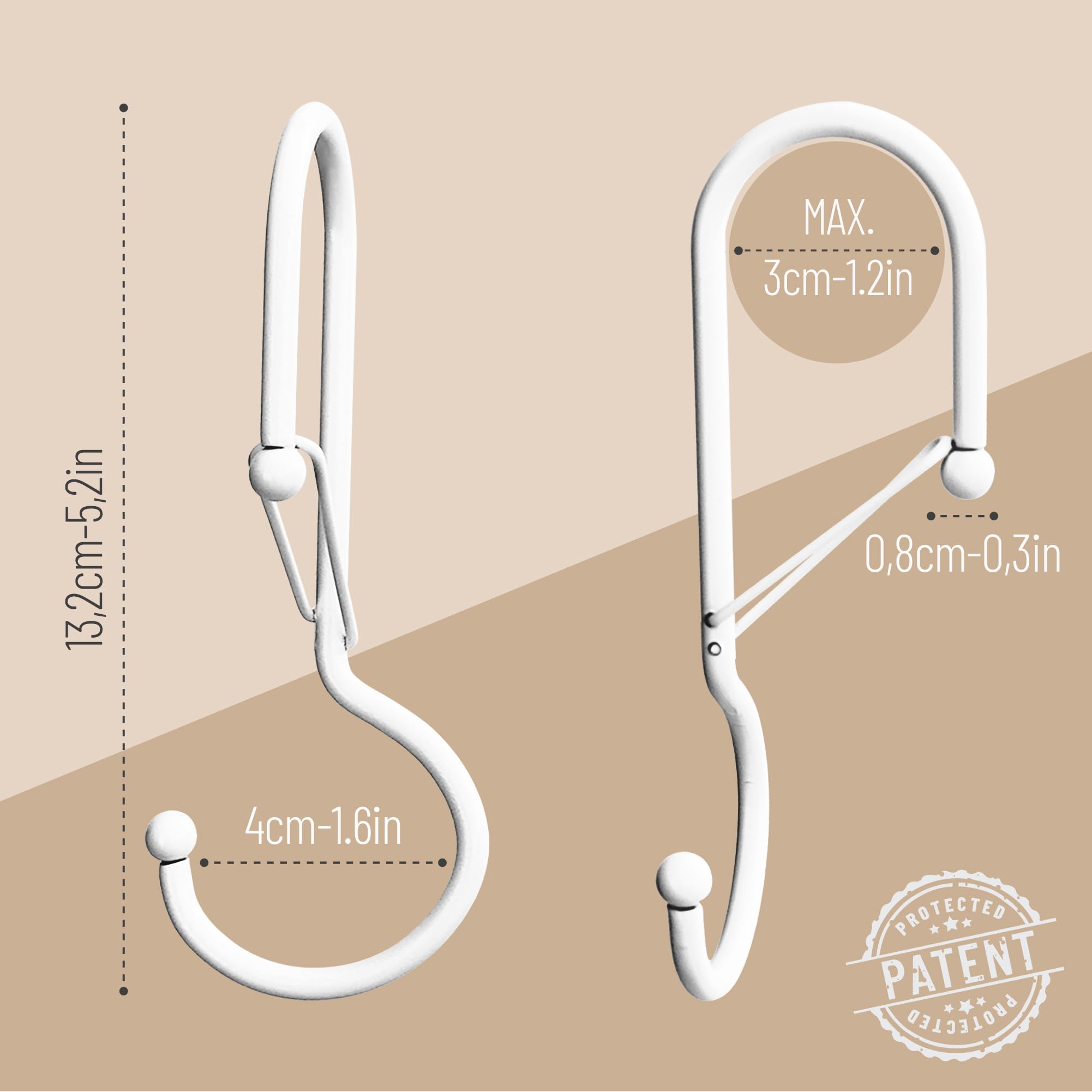Blau Marité 6-Pack Twisted S-Shaped Hooks with Safety Buckle, Heavy-Duty Anti-Drop Hangers for Handbags Tote Bags - Image 3