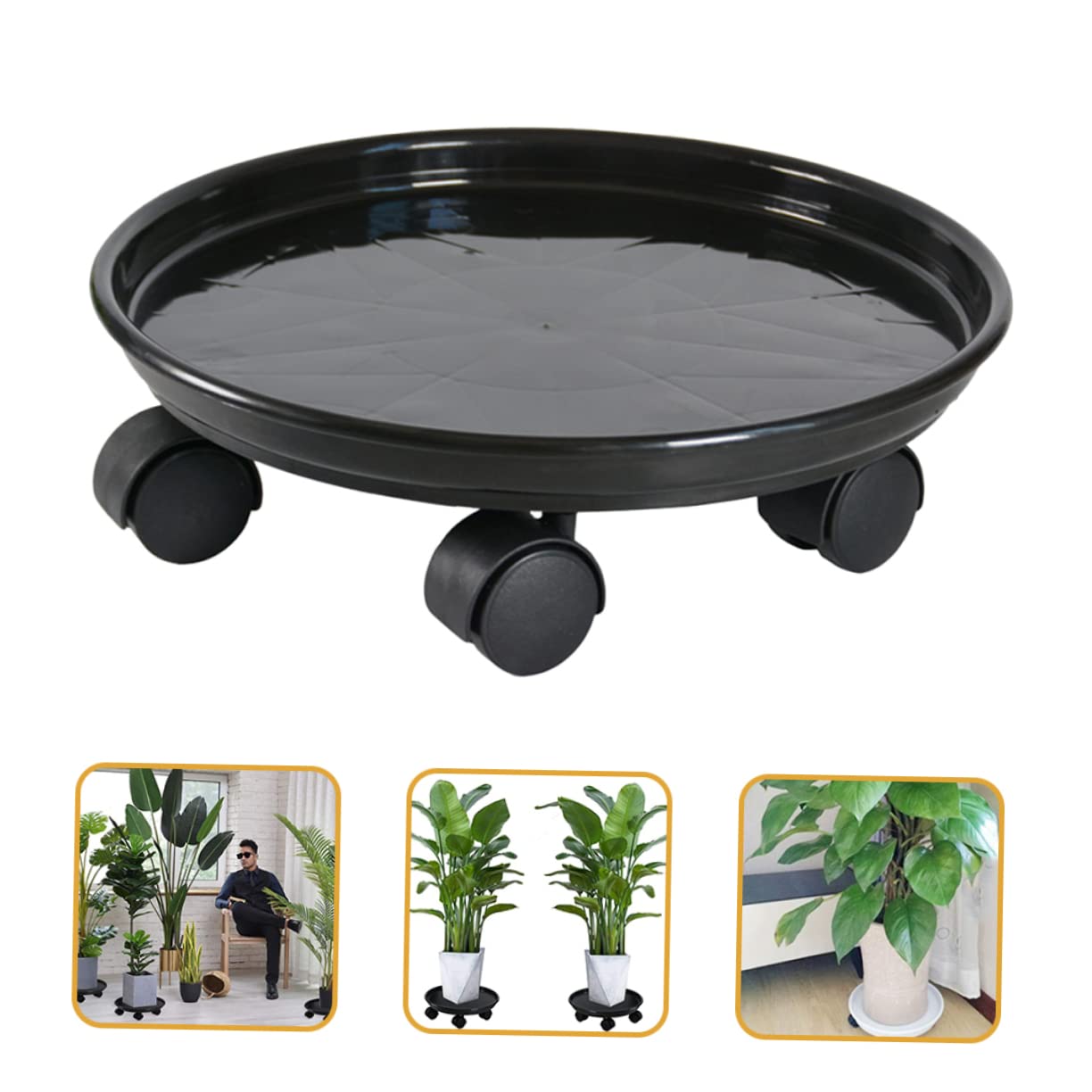 KONTONTY Plateau Pour Pots De Fleurs Bois Avec Roulettes Base Pour Pots De Fleurs Plateau Simple