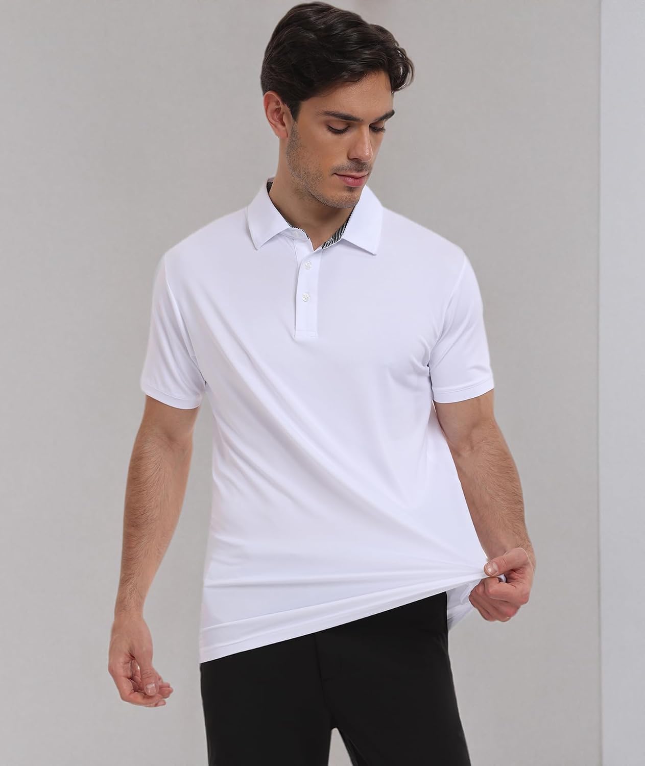 Men's Polo Shirts Short Sleeve Moisture Wicking Performance Golf Shirts Collared Lightweight Casual T-Shirt Athletic