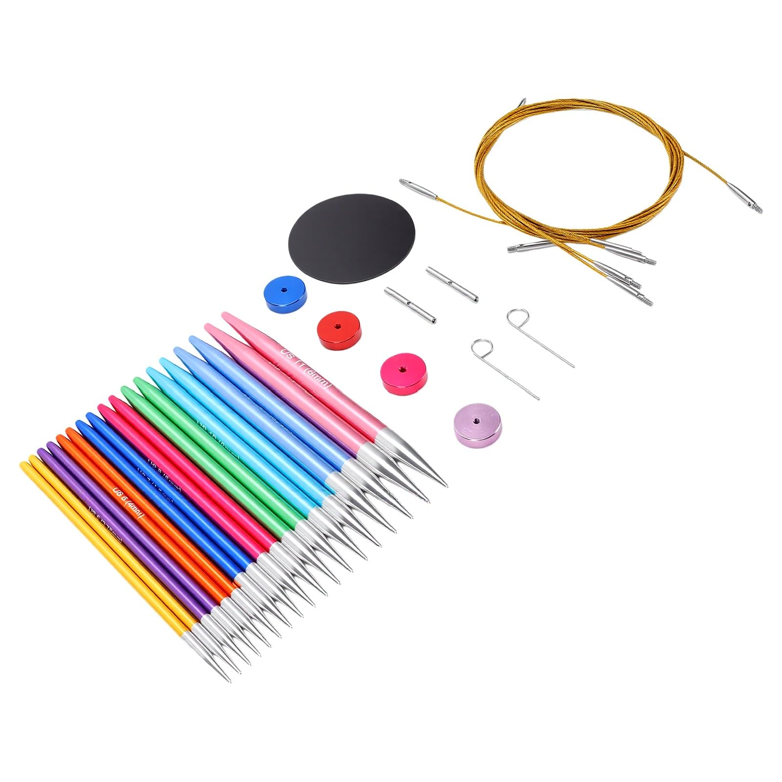 Yusat Juego de Agujas de Tejer Circulares Intercambiables, 9 Pares de