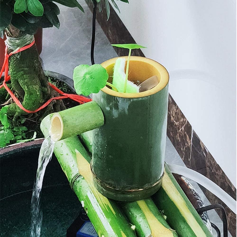 Bamboo Fountain Water Feature Bamboo Fountain Decor Water Spout with Pump Water Game Waterfall Garden Decoration Outdoor Japanese Feature Sculptures Statues Arts Crafts,40cm,Indoor Fountain Water