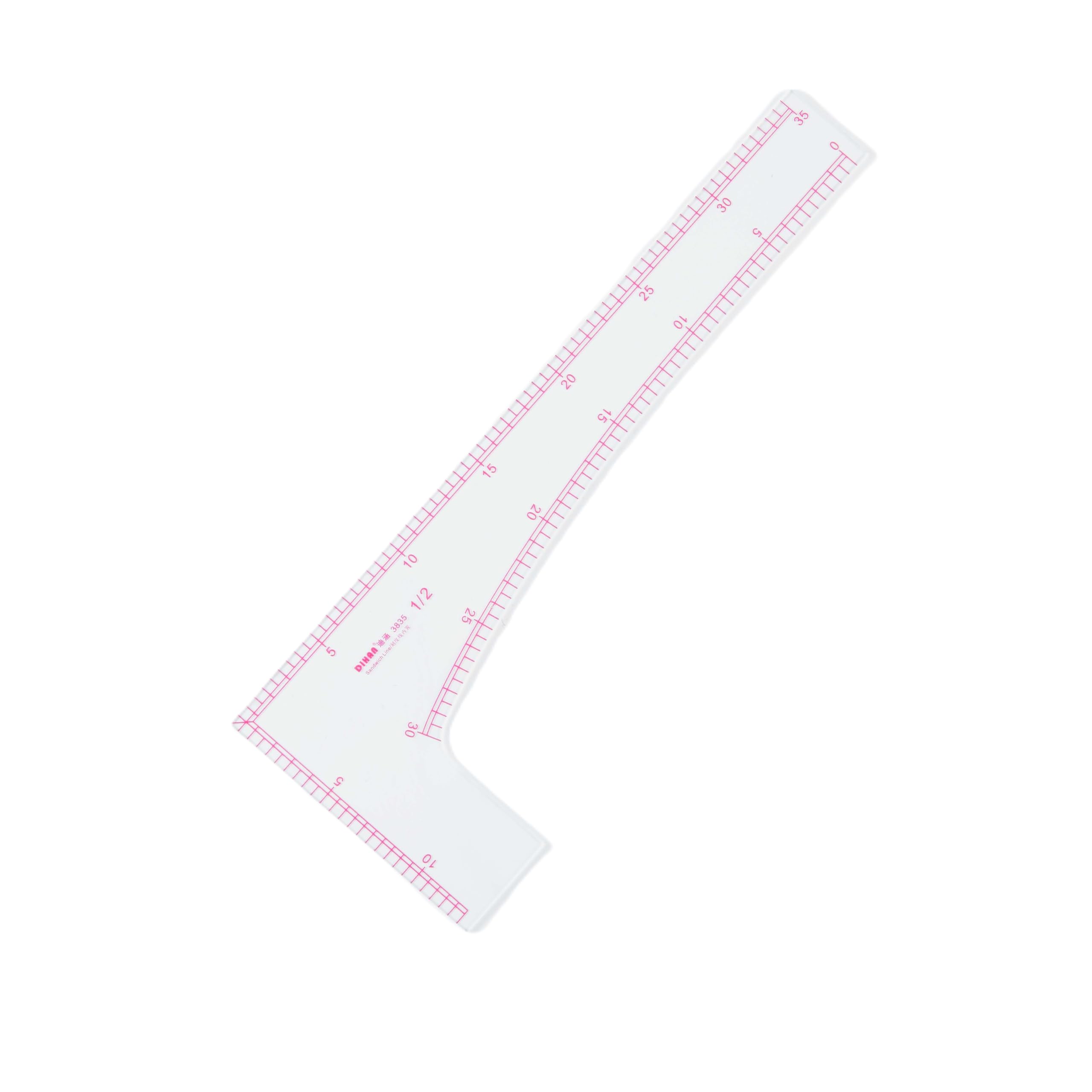 Dihan #3835 Meric1/2 Scale L-Square Multifuction French Curve Ruler Vary Form Plastic Tailor Fashion Design Ruler, Pattern Making Ruler, Tailoring Ruler, Garment Ruler, Sewing Ruler