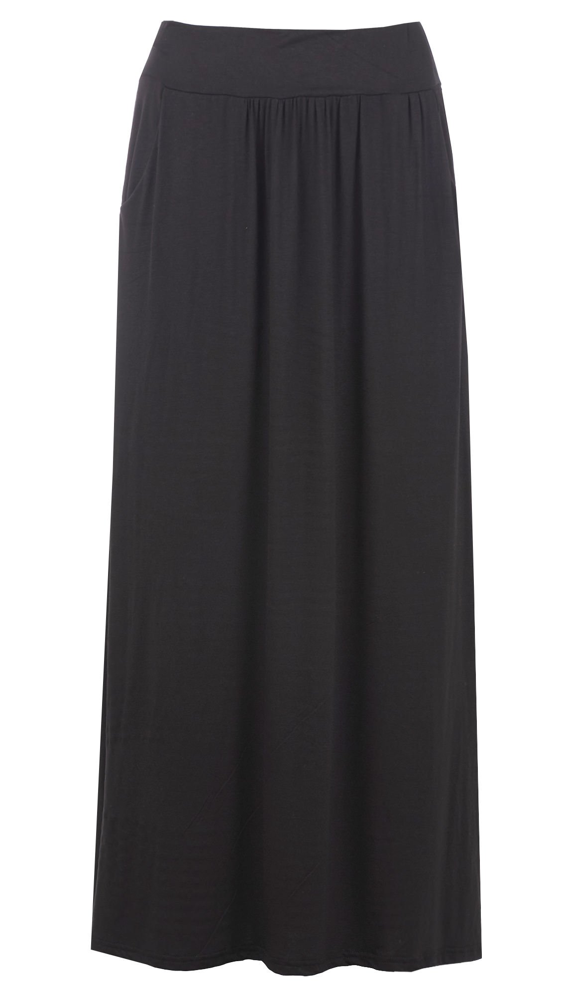 Body2Body BNWT Ladies Boho Floor Length Gathered Wide Viscose Skirt with Pockets Sizes 10-14 (S/M (UK10/12)) Black