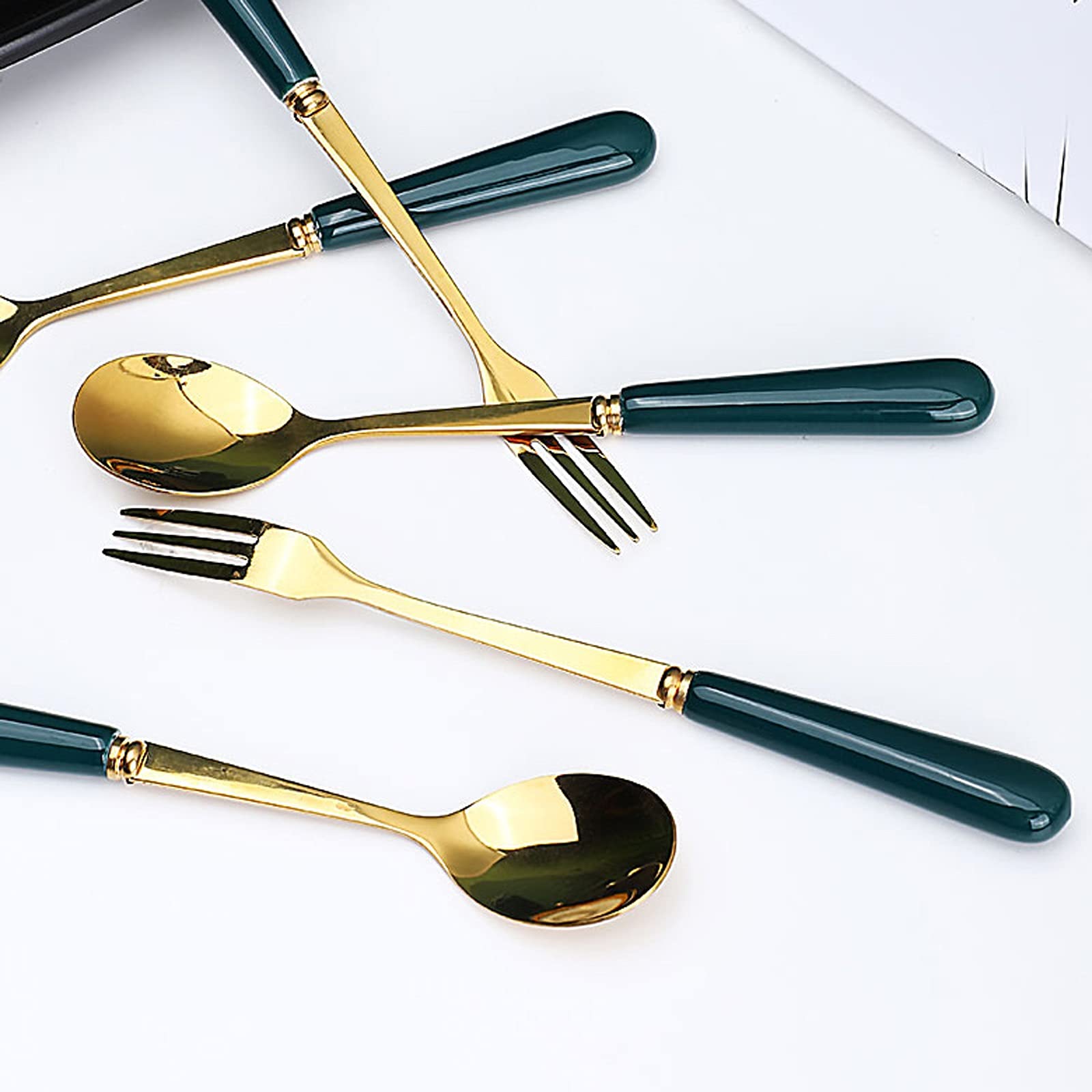 Cuchara de cerámica para café, té, postres, Cuchara sopera de cerámica, cucharas soperas, 6 Piezas, Cuchara de Postre, Mango de cerámica Creativo para té, batido, he(B)
