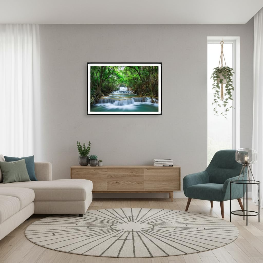 TREEMAISON Vastu Waterfall Scenery With Frame |Size-12Inch × 18Inch | Living Room, Bedroom | Home Decoration | Best Gifting Option |Vastu Remedy & Dosh Correction |Pack of 1 1