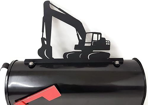 Hobby, Recreation and Career Style Metal Powder Coated Mailbox Topper (Excavator, Matte Black) Negro mate,Dark Yellow,Blue,Copper,Gris-oscuro,Gloss