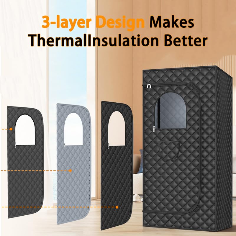 Tragbares Saunazelt für Zuhause, 3L Dampfgenerator, Fernbedienung, Faltbarer Stuhl für Therapie, Detox, Abnehmen - Ideale Wellness-Lösung
