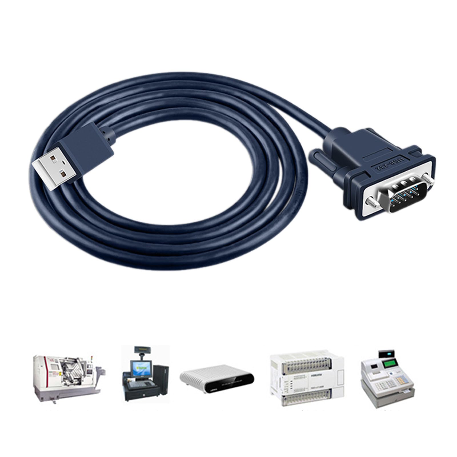 HapGlan USB to DB9 RS232 Male Data Cable Adapter USB Port DB9 Pin RS232 PVC Cable for Windows8/10