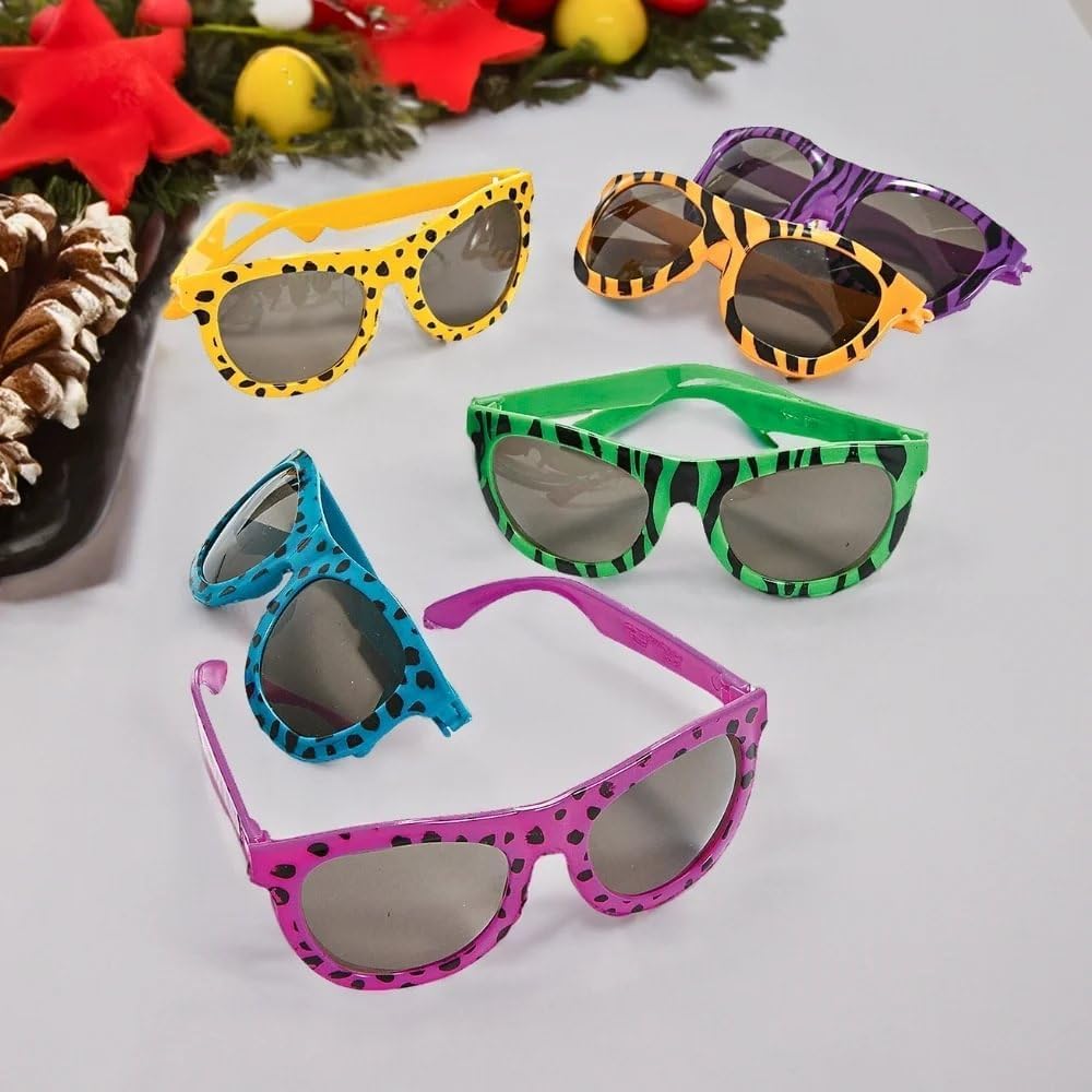 Fun Express Bright Animal Print Sunglasses (set of 12)