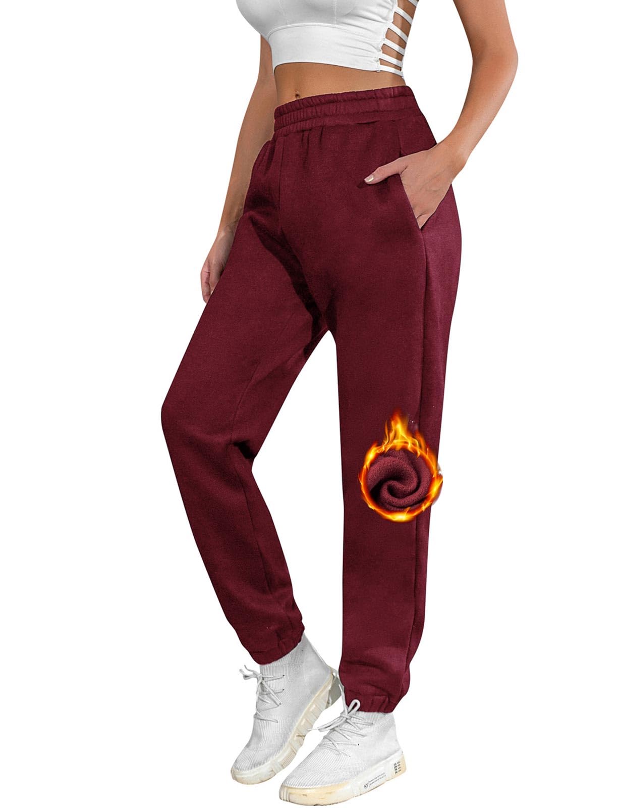 UMIPUBO Pantaloni Tuta Donna Felpati, Casual Pantalone Jogging in Pile con Cinta Elastica Lunghi Pants Jogger Sweatpants Invernali