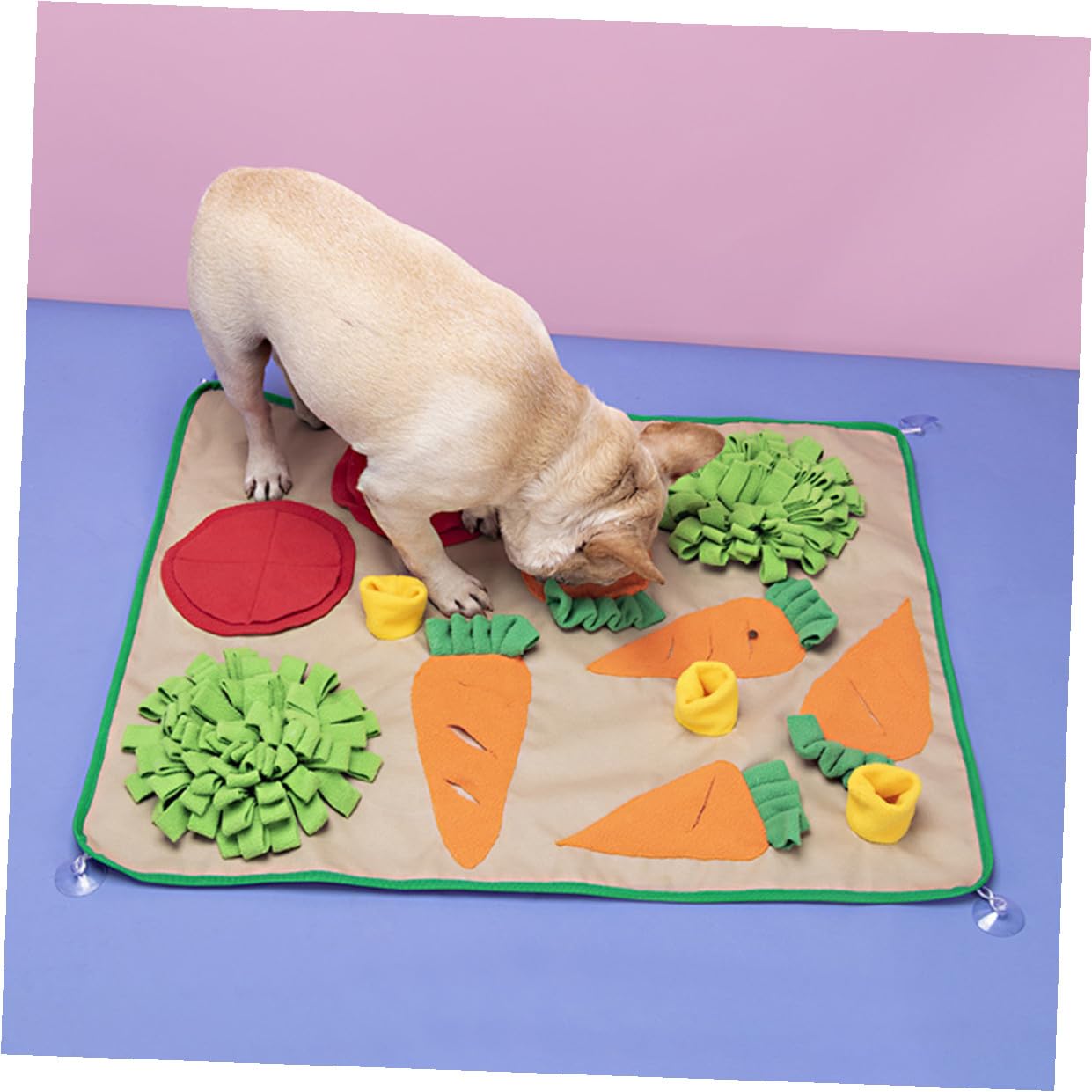 GARVALON Hundeschnüffelmatte Kreatives Gemüsedesign Interaktives Intelligenzspielzeug zur Geruchsschulung und Energieverbrauch Bunte Futterversteck Matte für Kleine und Große Hunde