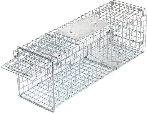 AZIEBAY 安全な野良猫捕獲器 踏み板式アニマルトラップ 折り畳み式 保護かごケージ 外猫・迷子猫・地域猫対応 害獣(犬・モグラ・イタチ・タヌキ・ネズミ)駆除 畑・庭・家庭菜園用 農業作物保護 設置簡単 コンパクト収納 小動物捕獲61cmx20cmx1
