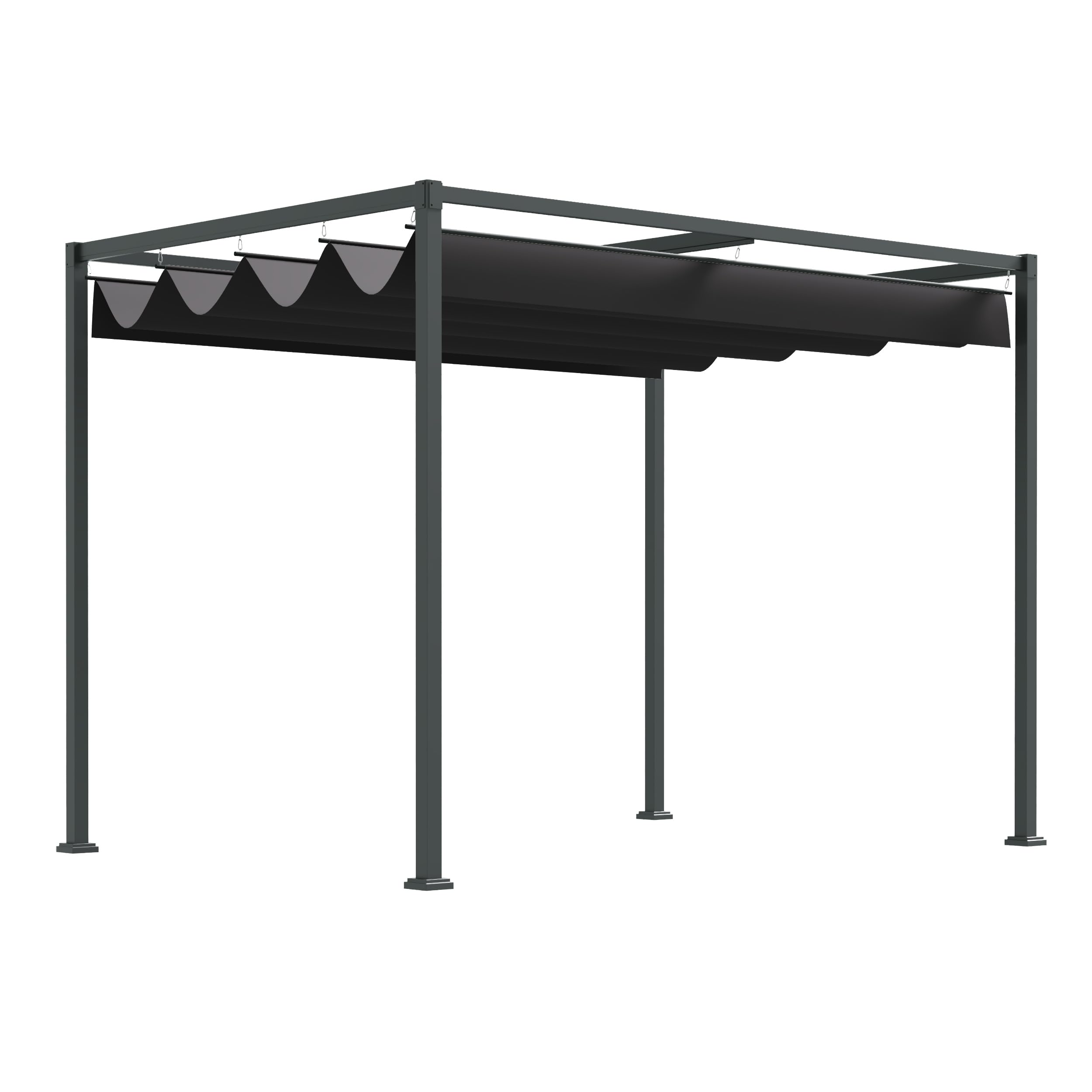 Outsunny Pergola ca. 3x2m Garten Pavillon mit Verstellbares Dach Schwarz