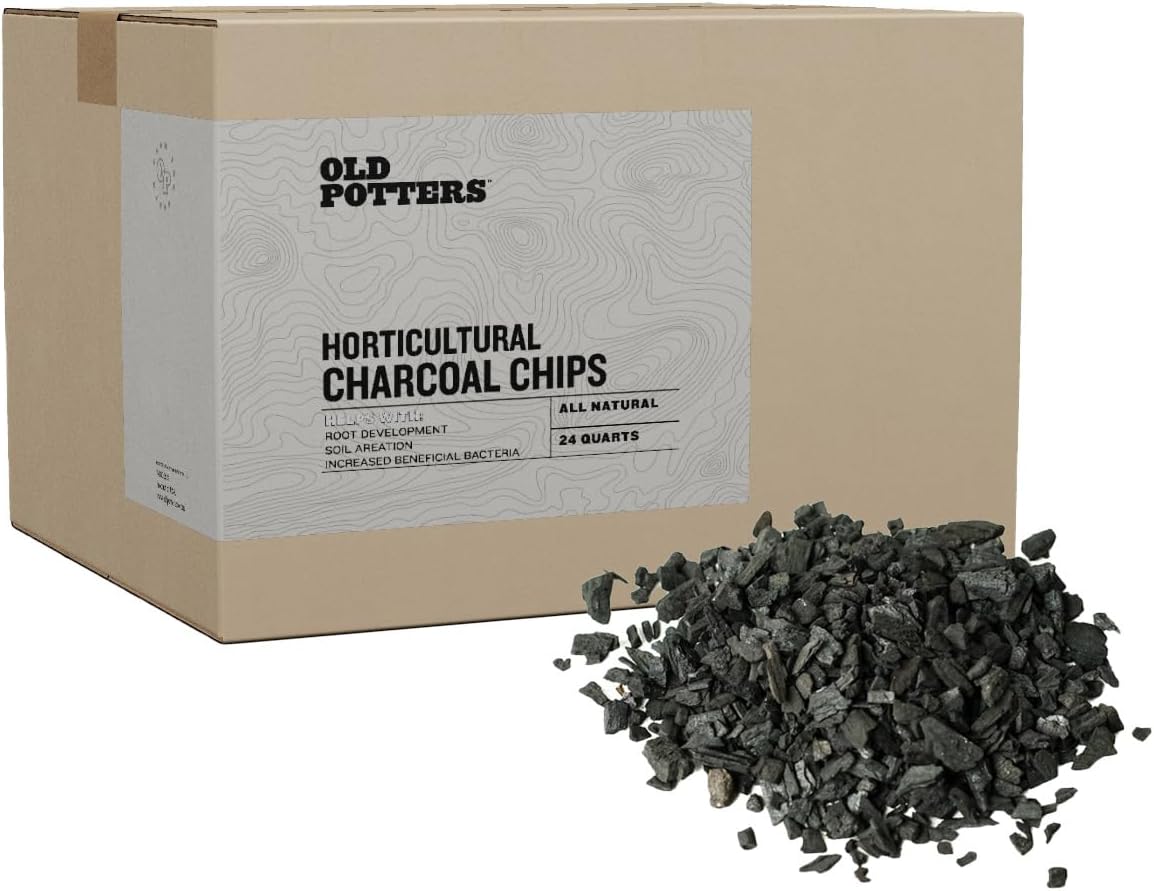 Old Potters Premium Horticultural Charcoal Chips, Natural Soil Amendment for Areation and Healthy Microbe and Plant Growth. (24 Quarts)