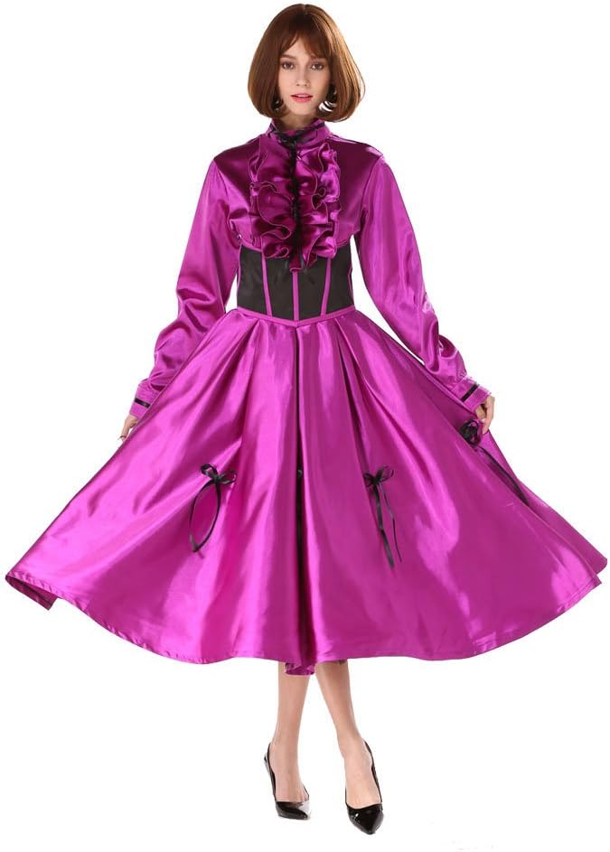 Miad Lockable Purple Satin Ball Gown Medium Length Dress Uniform Crossdress