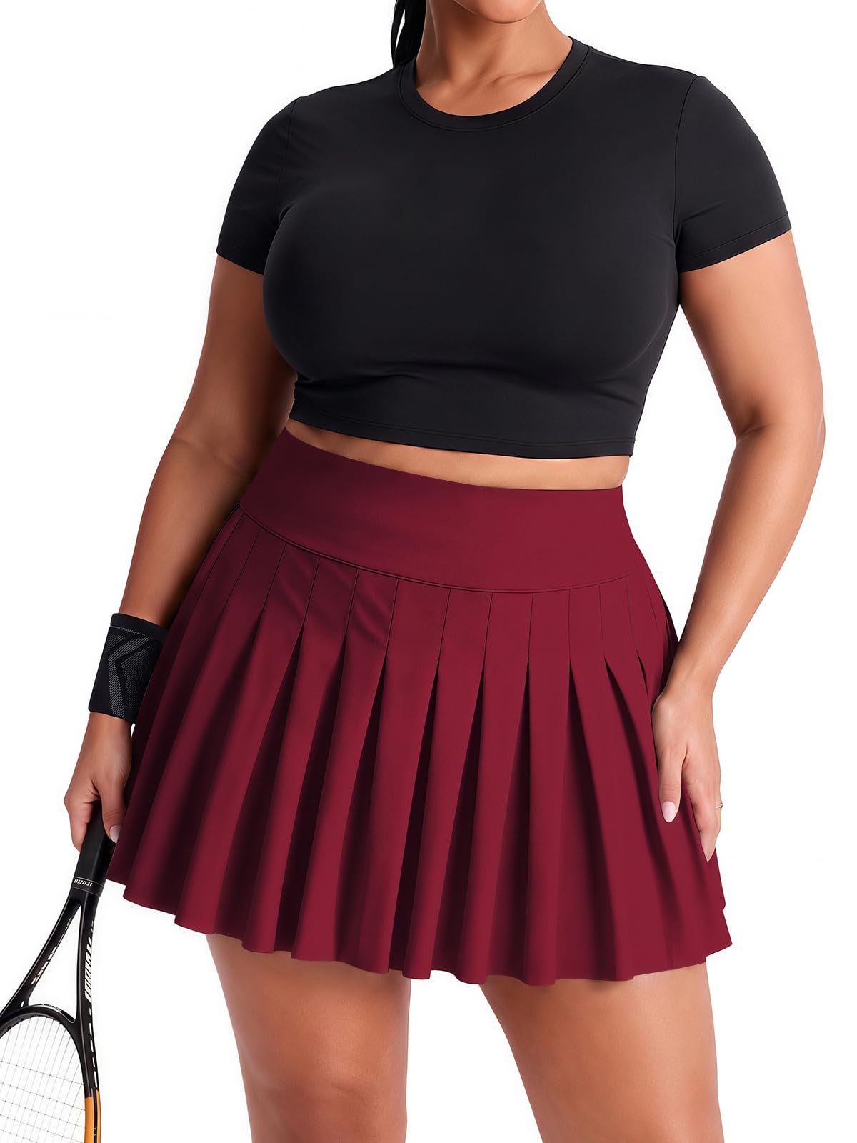 Moon Wood Tennisrock für Damen, in Übergröße, plissiert, hohe Taille, leicht, athletisch, Golf-Skorts, Workout-Röcke