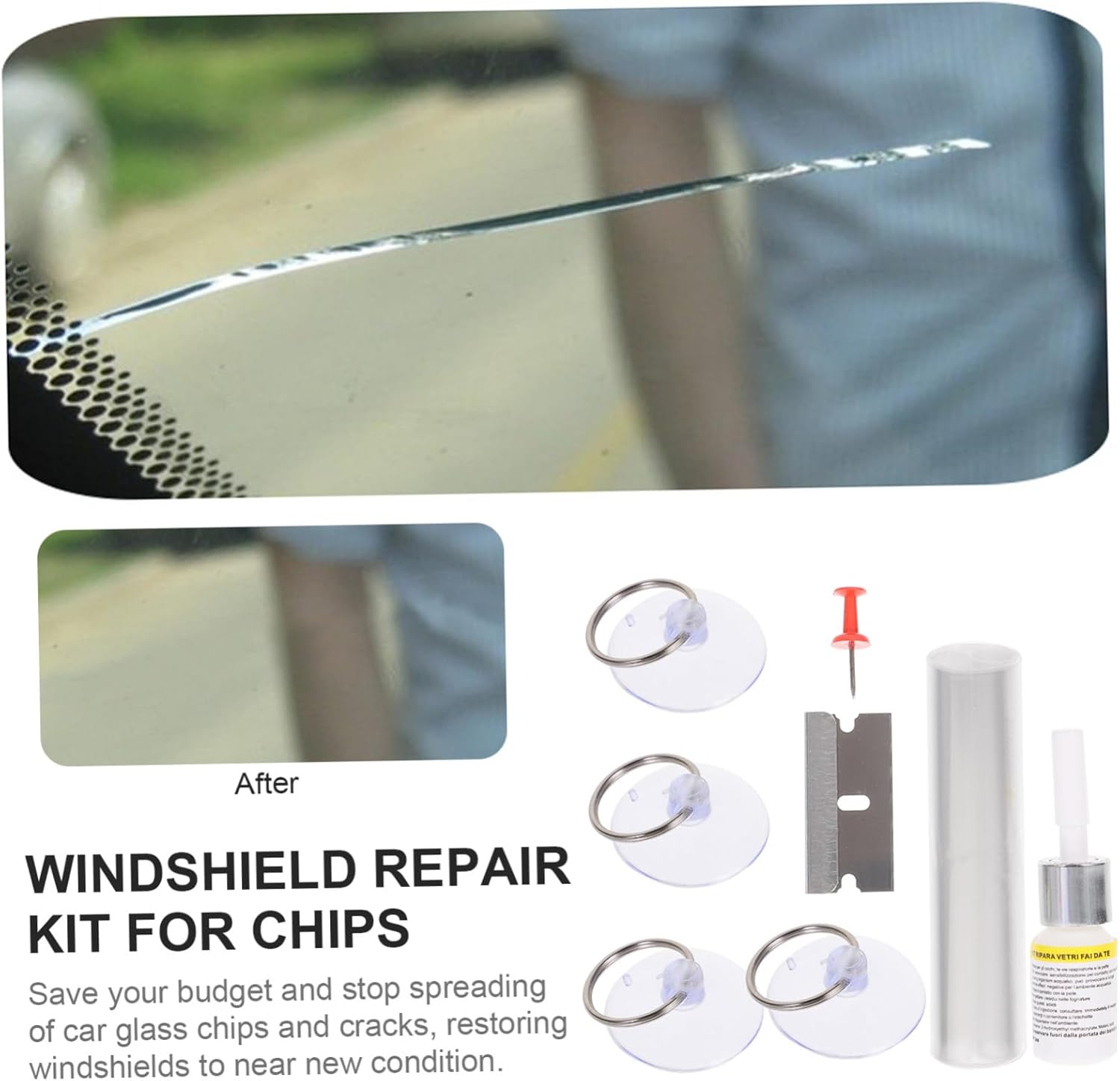 FAVOMOTO 5sets Windshield Crack Repair Kit Glass Repair Tools for Chips and Cracks Easy for Automotive Windshield Damage Lightweight and Portable Design