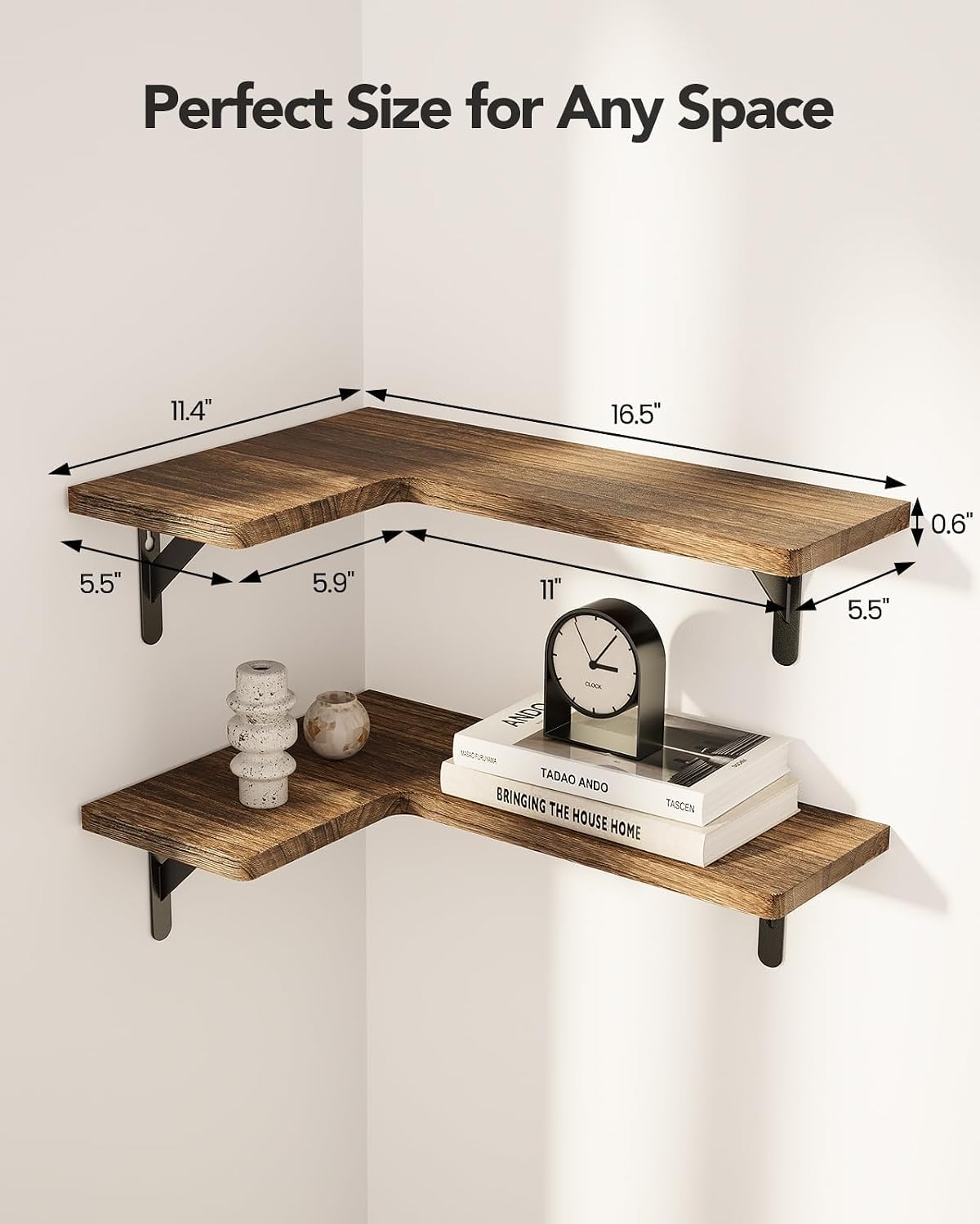 Amada Corner Shelves - Paulownia Wood Set of 4 -3