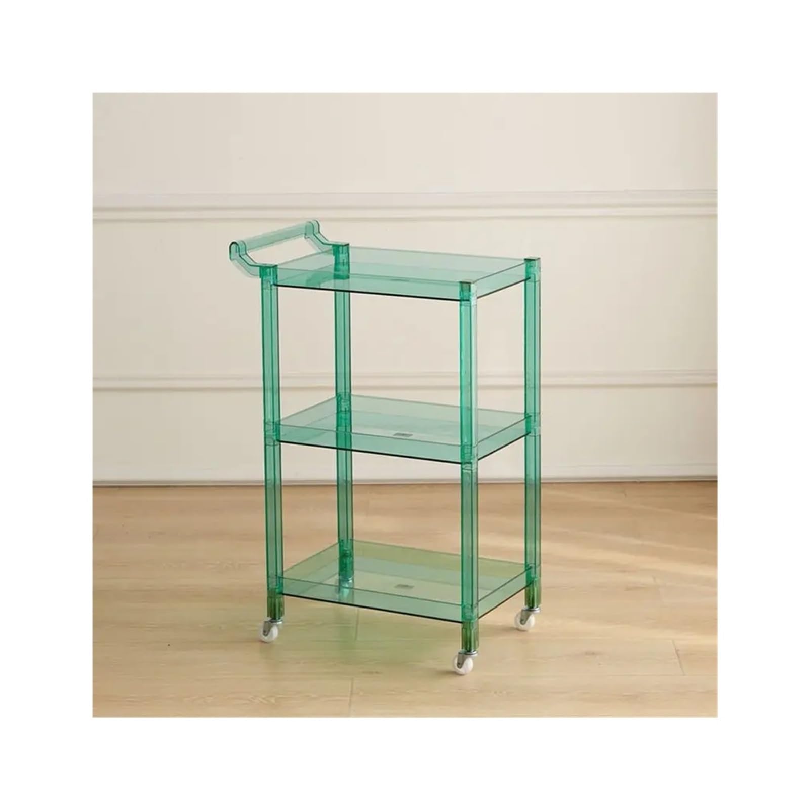 FZL02068LM Serving Trolleys Rolling Storage Cart,Removable Snack,Acrylic Transparent Trolley, Household Kitchen Shelf,Utility Organization(Green)