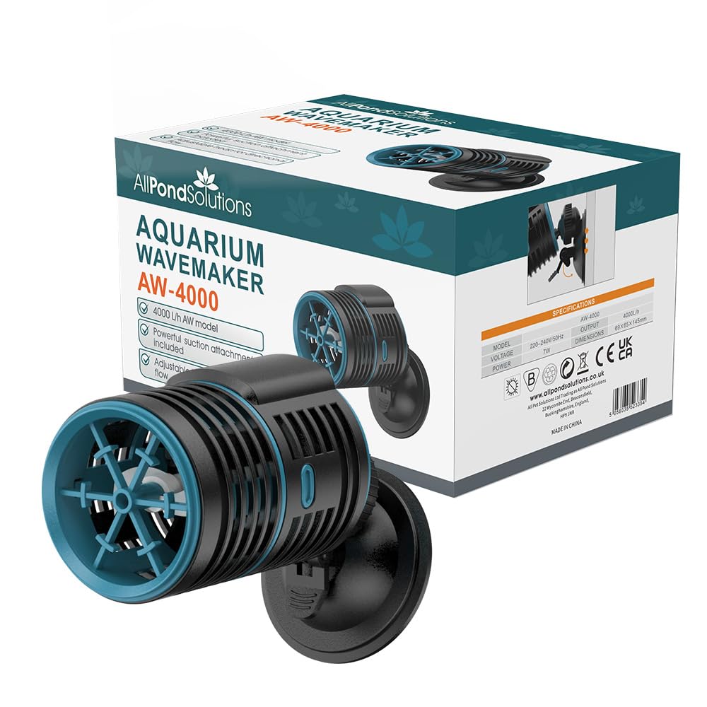 AllPondSolutions Aquarium Marine Wave Maker Fish Tank Powerhead Circulation Pump 4000L/H - Powerful Clip on Glass Suction Attachment