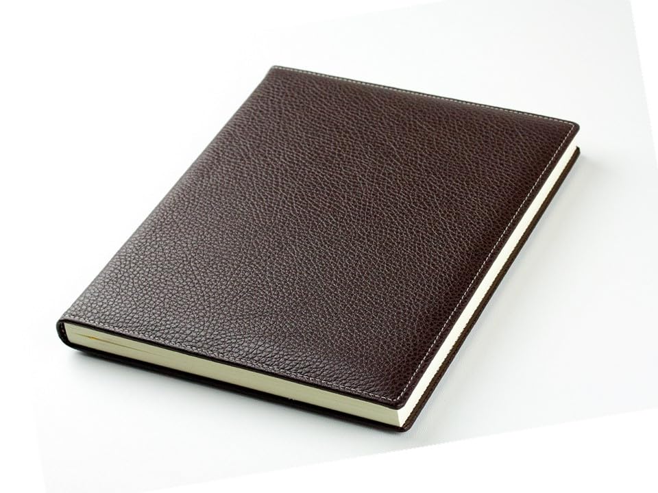 DELMON VARONE - Personalisierbares Gästebuch gebunden in Premium Leder Soft Grain braun - Blanko Buch mit Hardcover Einband & Merkband zum selbstgestalten für Hochzeit, Taufe, Geburtstag & Geburt