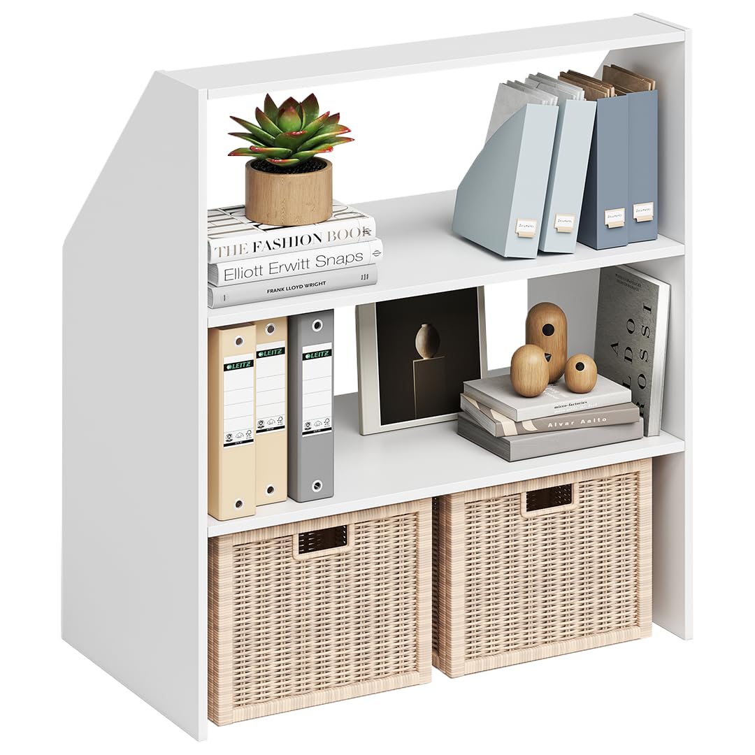 Bellamio Aland Dachschrägenregal in Weiß – Offener Dachschrägen-Schrank mit 3 Fächern (100 x 90 x 50 cm)