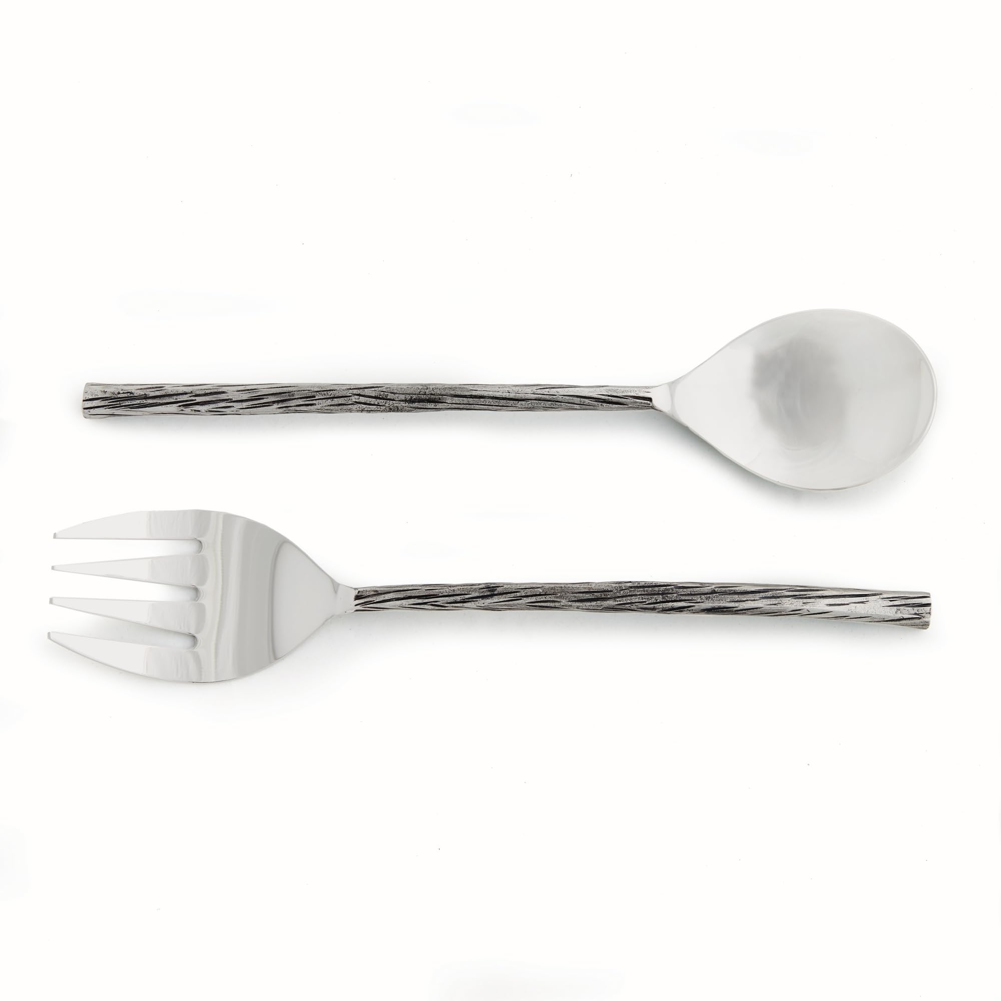 Napa Home & Garden ARWELL Salad Servers, Set of 2 Trendy Silver with Nature-Inspired Handles! Silver