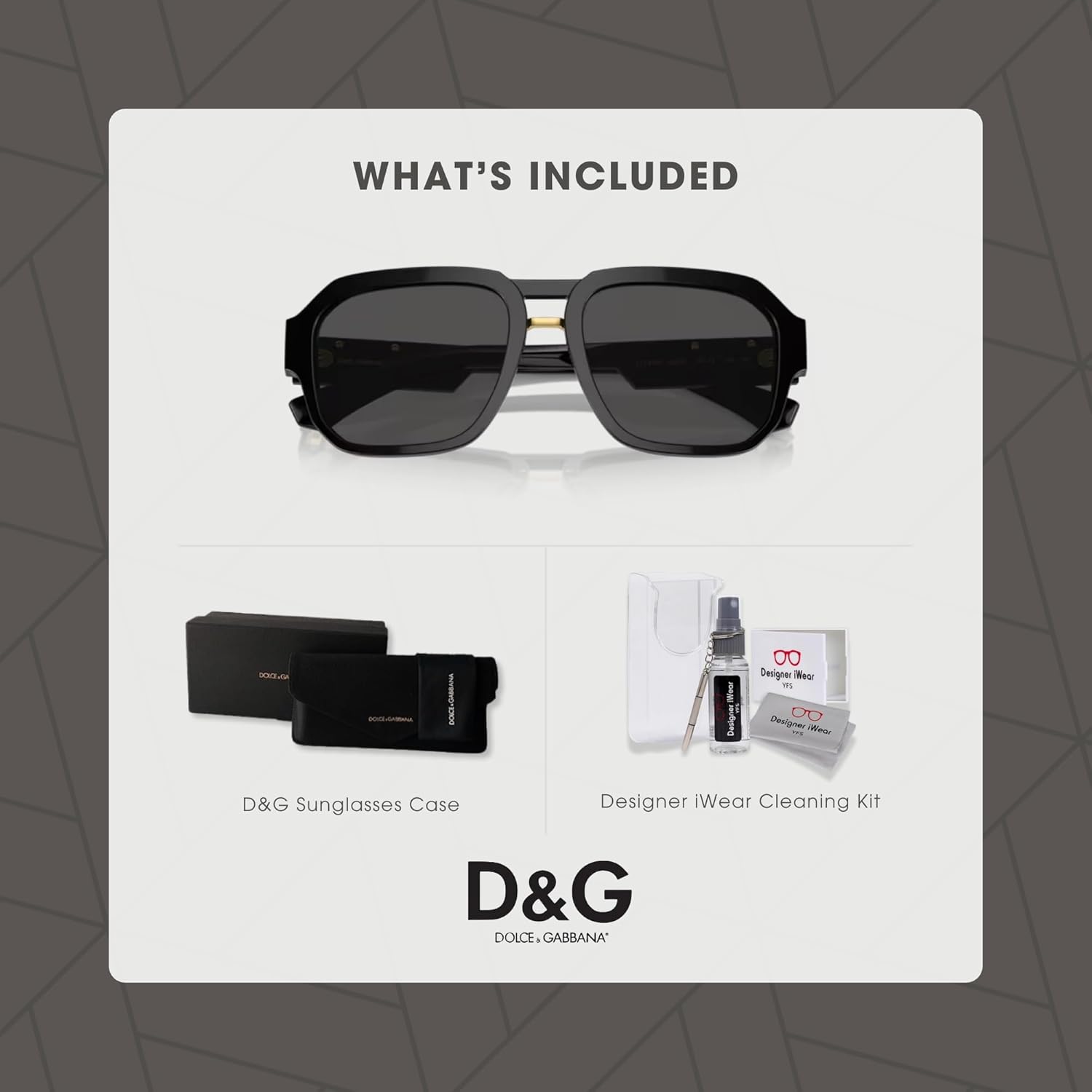 Dolce & Gabbana DG4464 Square Sunglasses for Men + BUNDLE With Designer iWear Complimentary Eyewear Kit Black / Dark Grey 56 Millimeters image 2 of 5 B0D1KWN662