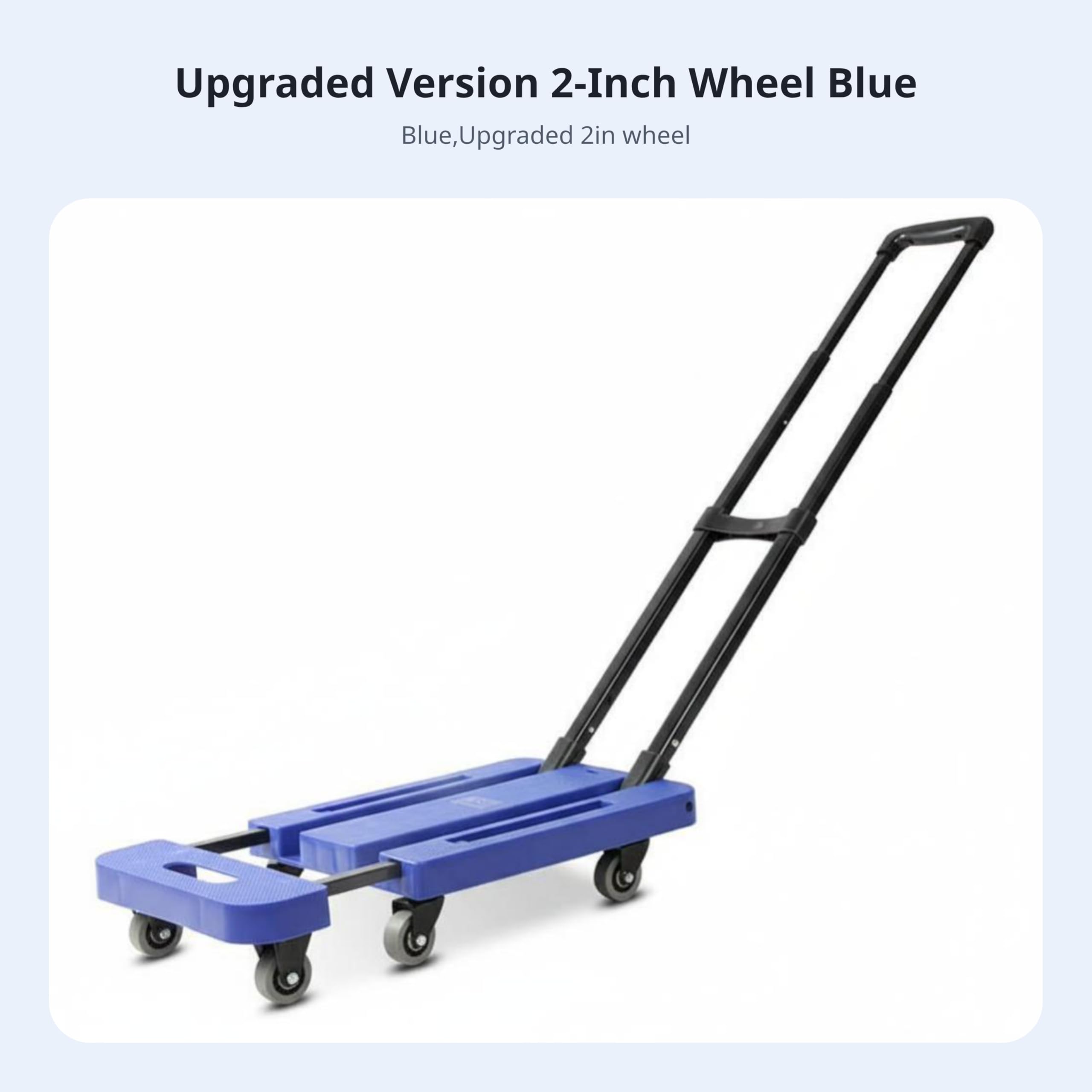 Zusammenklappbarer Stahlkarren mit en Rollen Und Einem Stabilen Rahmen für Den Effizienten Transport von Möbeln Und Kisten in der Wohnung Oder Im Büro, Blau, Upgraded 2in Rad