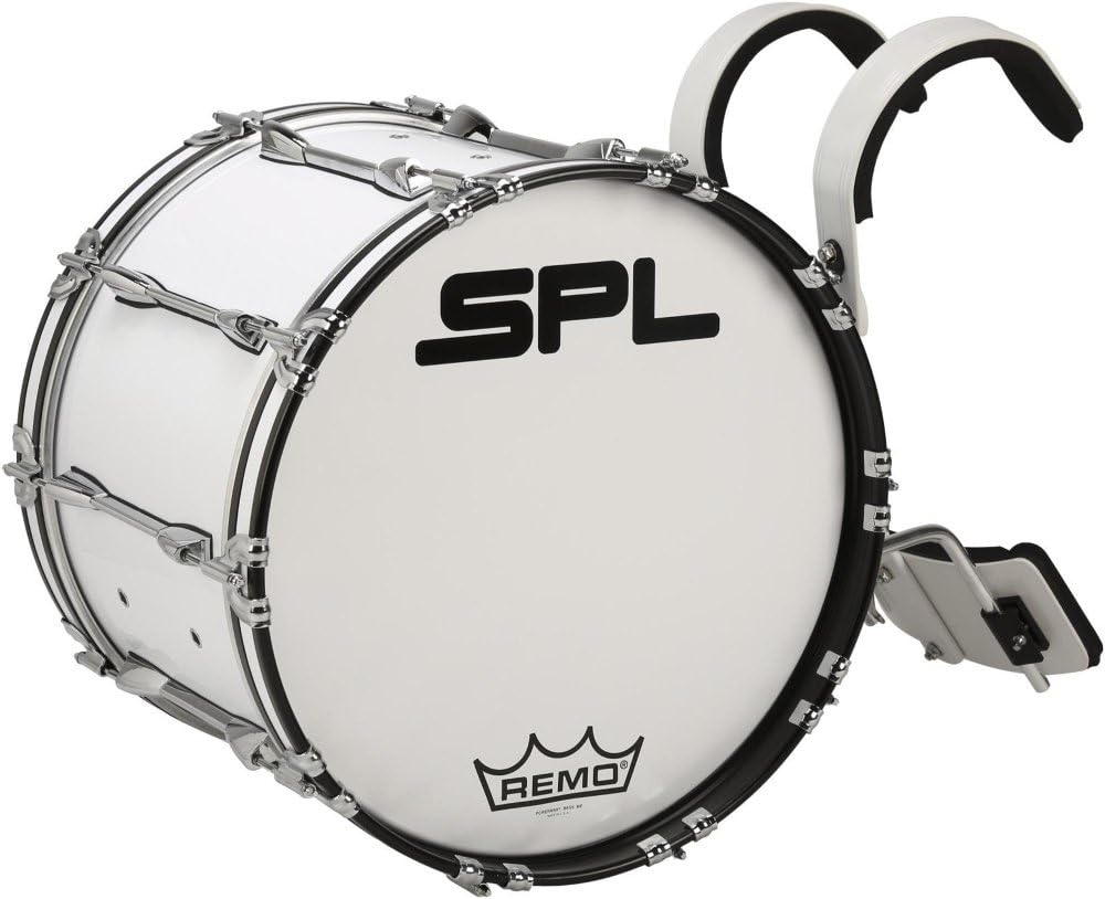 Birch Marching Bass Drum with Carrier 20 x 14 White