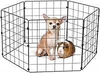 Cercadinho Pet Dobrável Móvel Articulado Cachorro Pequeno Porte Filhote Porquinho da Índia 6 Telas 30cm de Altura Preto