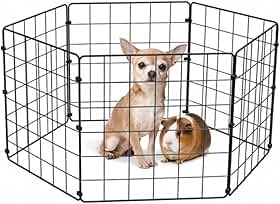 Cercadinho Pet Dobrável Móvel Articulado Cachorro Pequeno Porte Filhote Porquinho da Índia 6 Telas 30cm de Altura Preto