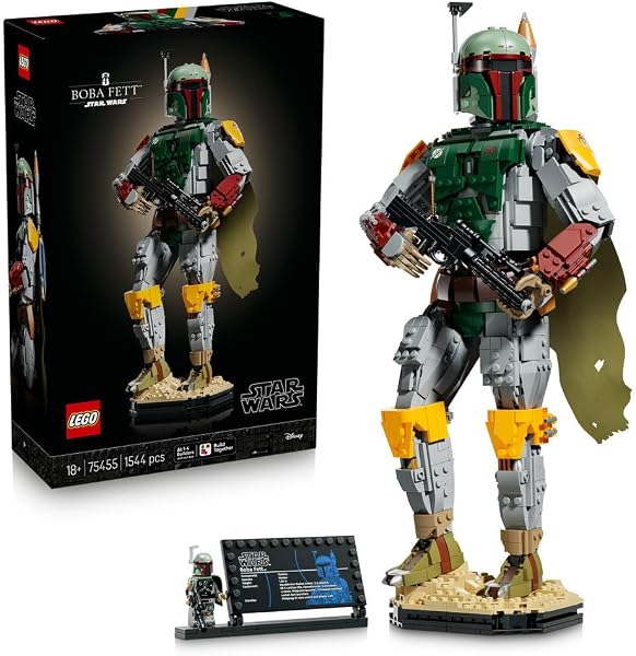 LEGO Star Wars Boba Fett 75455 | Kolekcjonerska figurka, model do ekspozycji, prezent dla fana Star Wars, zestaw klocków