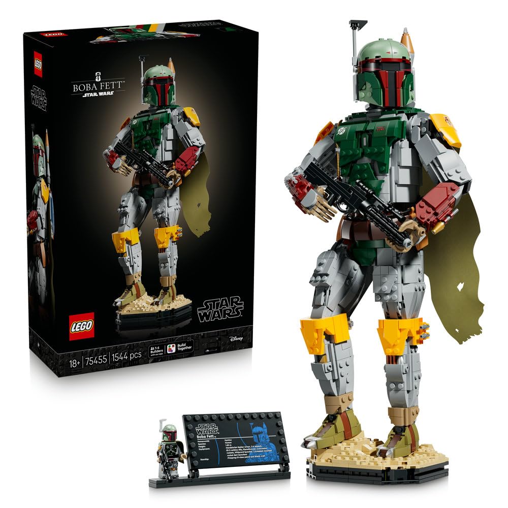 LEGO Star Wars Boba Fett 75455 | Kolekcjonerska figurka, model do ekspozycji, prezent dla fana Star Wars, zestaw klocków dla dorosłych, 1544 elementy