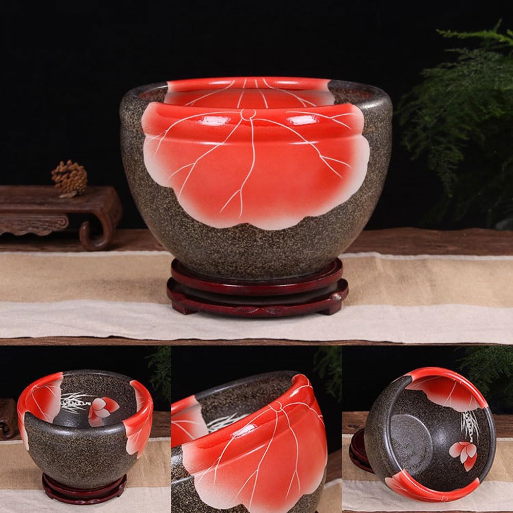 Ceramiczne doniczki, niebiesko-biała porcelanowa misa z lilią wodną, hydroponiczna na ryby, doniczka żonkila, chiński pojemnik rośliny(C,37 * 26cm)