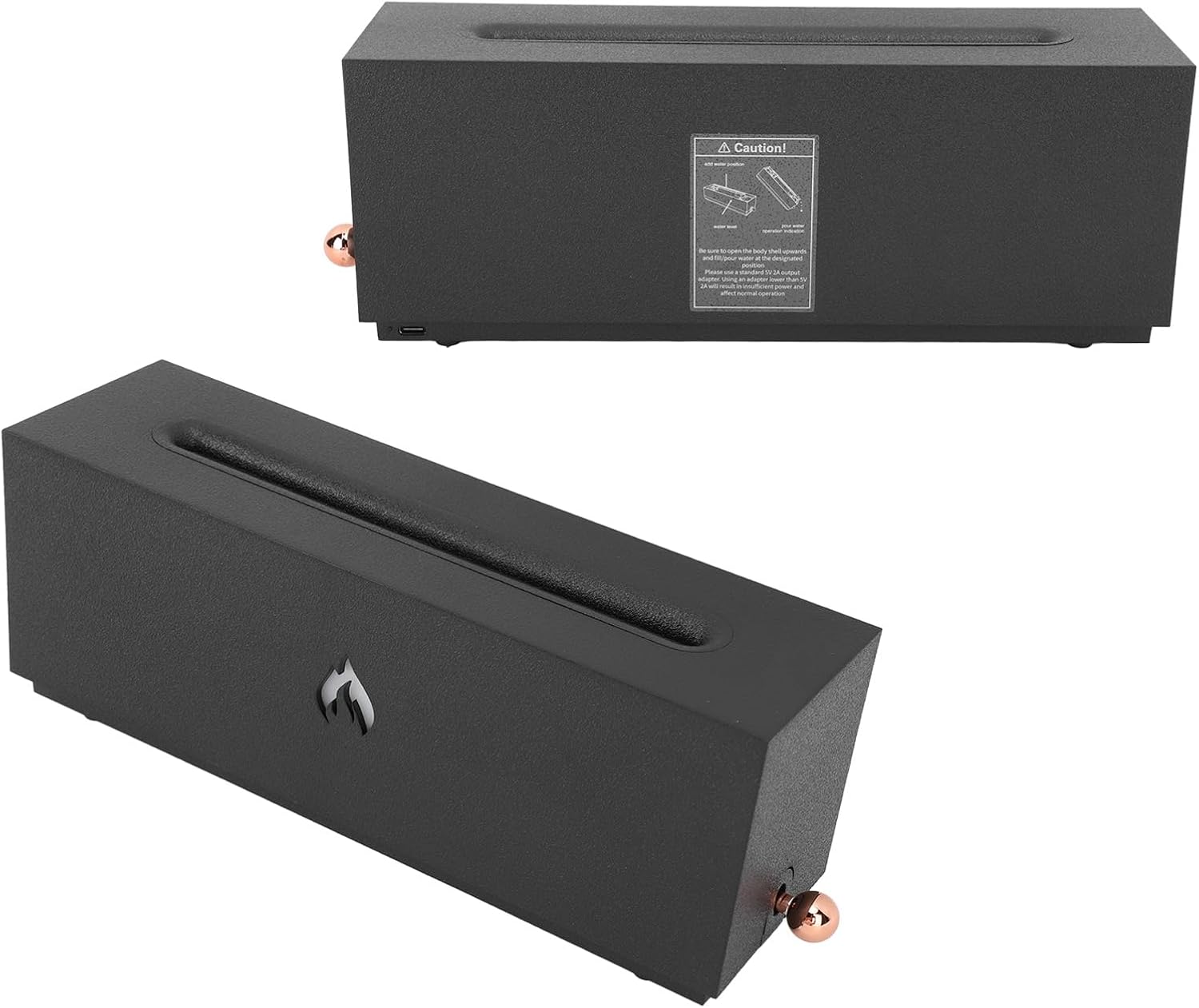 3D Fireplace Air Humidifier, Multi Colored Fire, 320ml, Black - Silent Mist, Automatic Power Off Protection, Ideal for Bedroom and Office Use (Type 1)