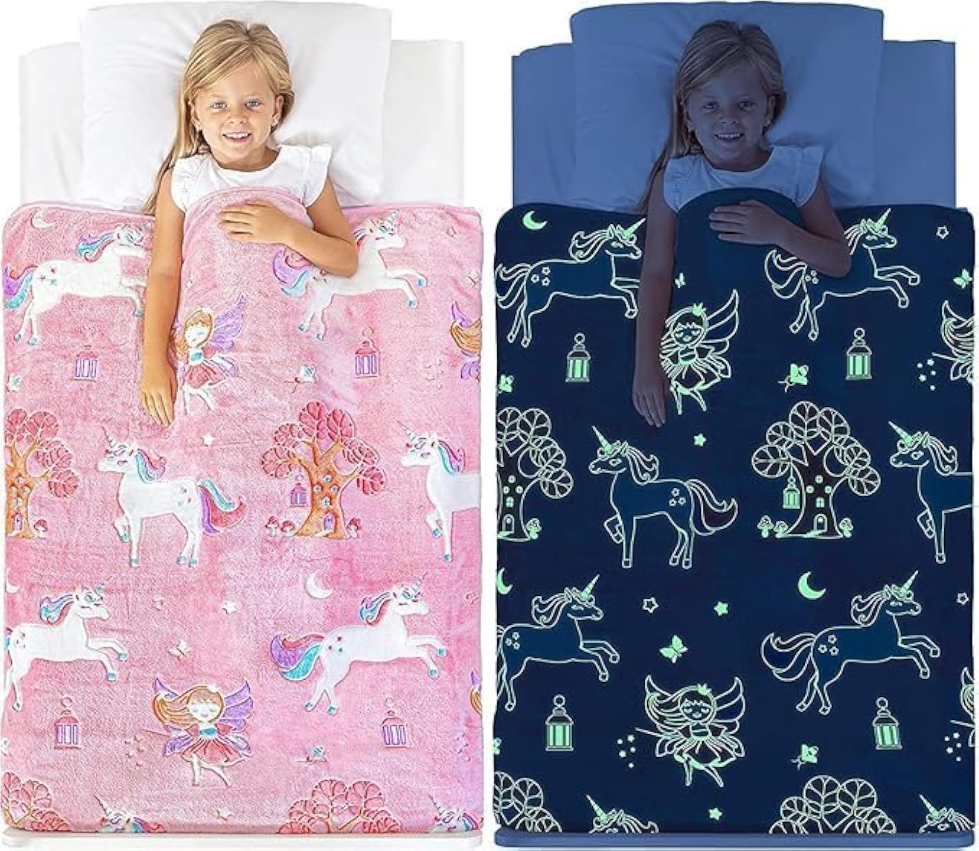 Magical Unicorn Fairy Fleece Blanket, Soft Plush Throw
