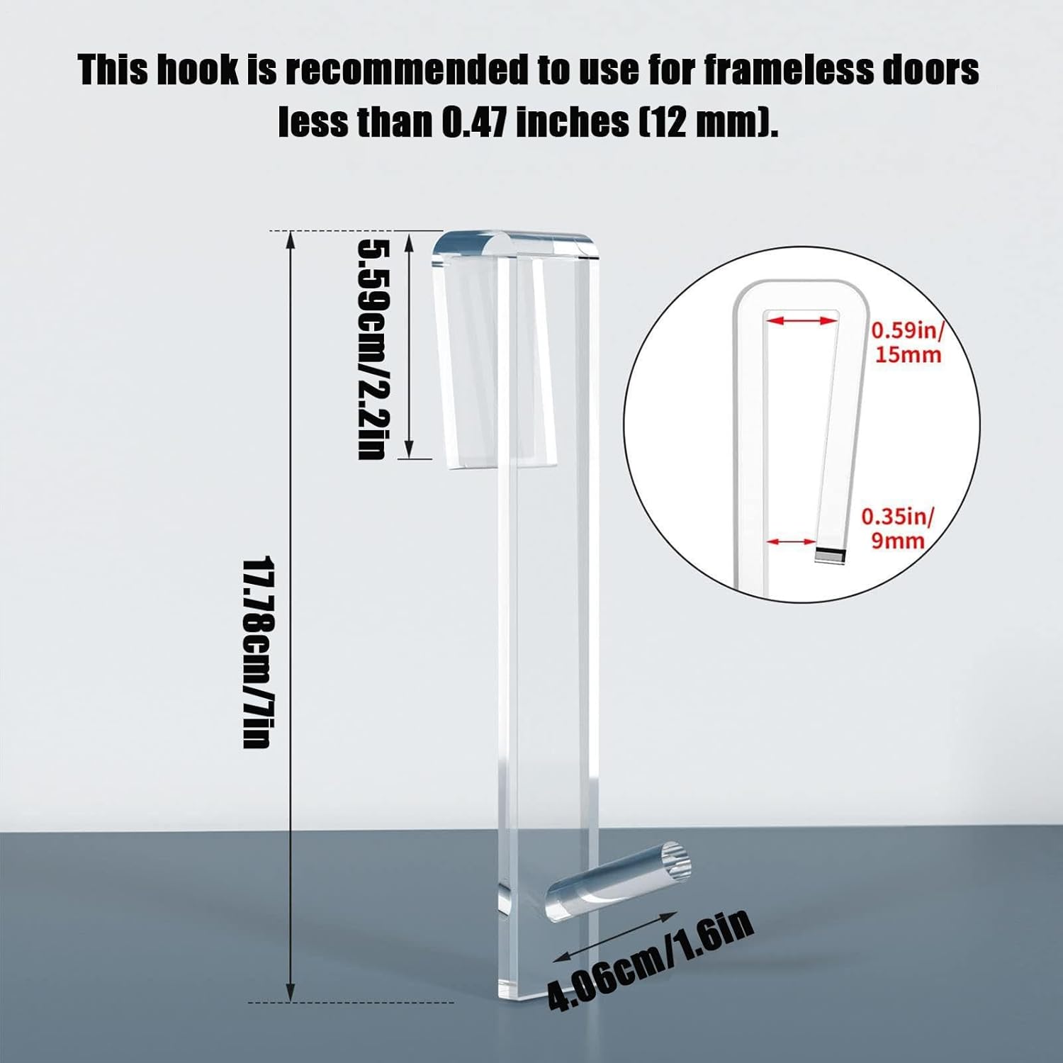 Shower Door Hook – Bathroom Acrylic Clip, Heavy Duty Towel Rack | Transparent Over Glass Holder for Towels, Space Saving Utility Hook for Wet Areas, Hook for Shower Stall